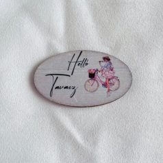 Helló tavasz-biciklis nő-6x3,5cm