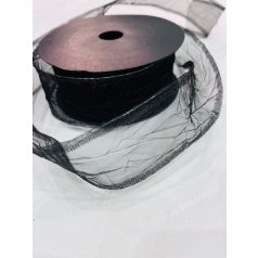 Fekete-gyűrt drótos organza- 40mm