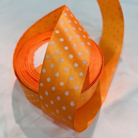 Narancssárga pöttyös szatén 1,5 cm