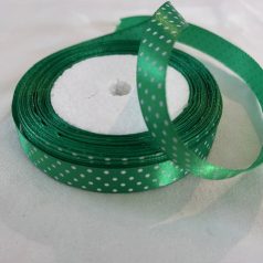 Közép zöld pöttyös szatén 1,5 cm