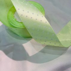 Világos zöld pöttyös szatén 1,5 cm