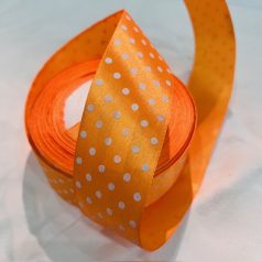 Narancssárga pöttyös szatén 2,5cm