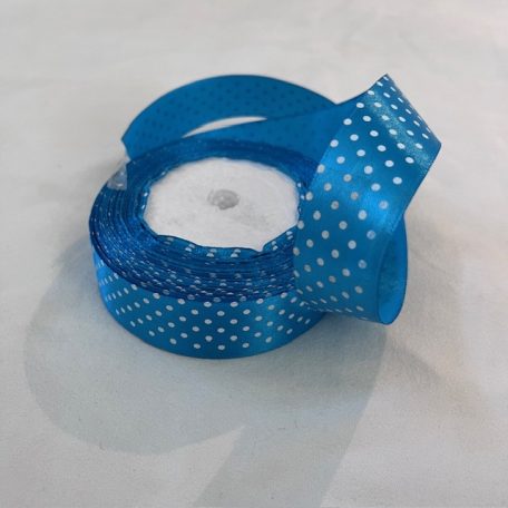 Közép  kék pöttyös szatén 1,5 cm